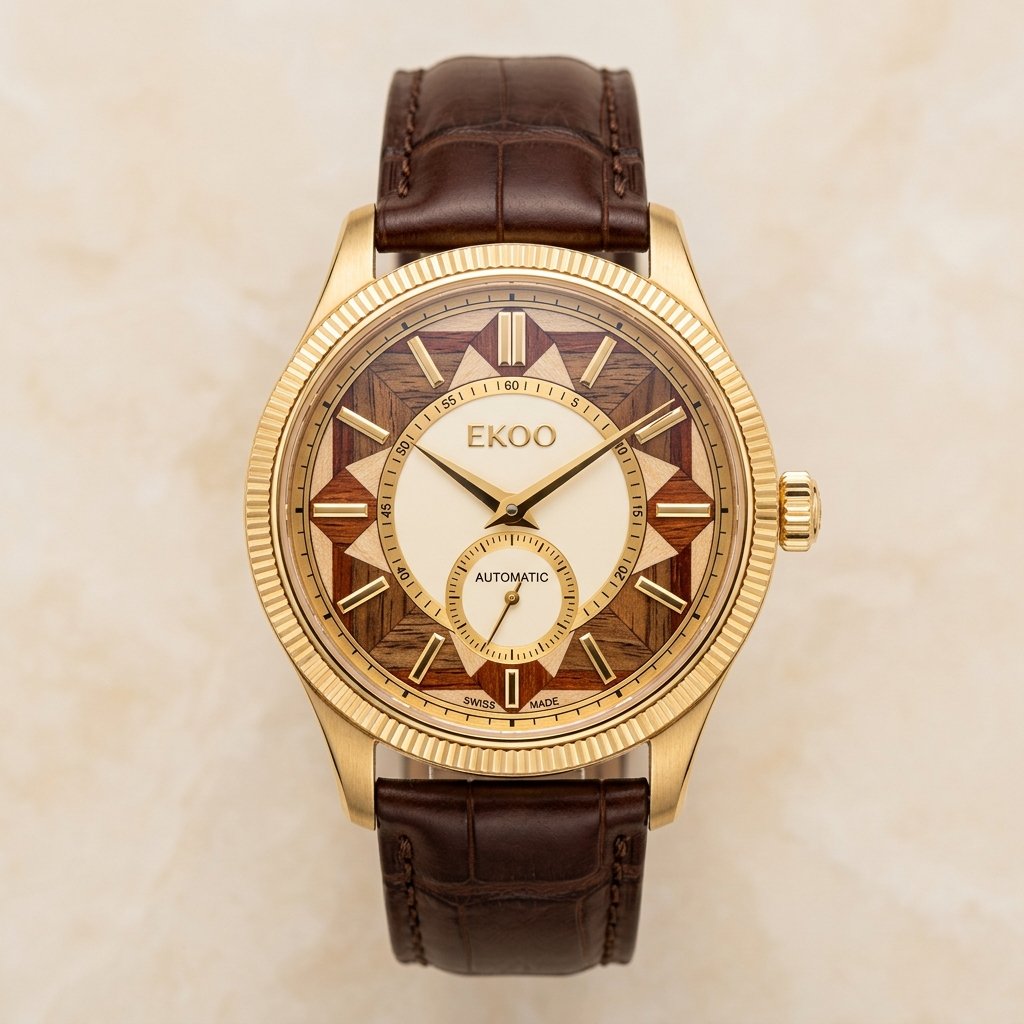 EKOO Royal Marquetry Dial 18K Solid Gold Dress Watch (Men's 40mm)
