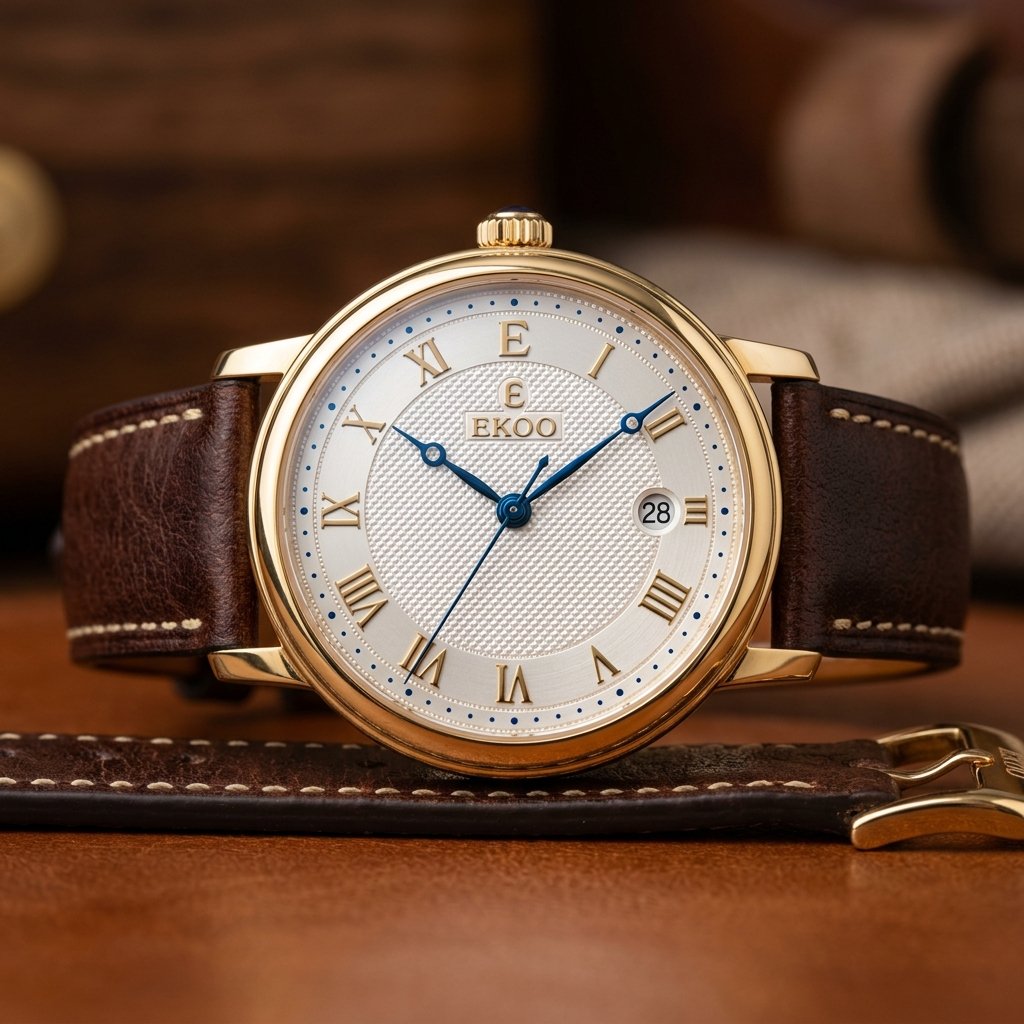 EKOO Opaline Platinum-Gold 18K Classic Dress Watch (Men's 40mm)